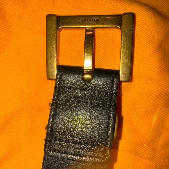 YSL - Saint Laurent Paris Women’s Logo Belt Black Size 85 Gold Hardware. EUC - Picture 8 of 16